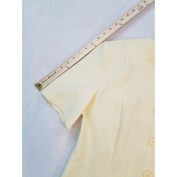 Leslie Belle Short Sleeve Jacket Career Dress Vintage Mature Cream Off White 12P - Picture 4 of 9